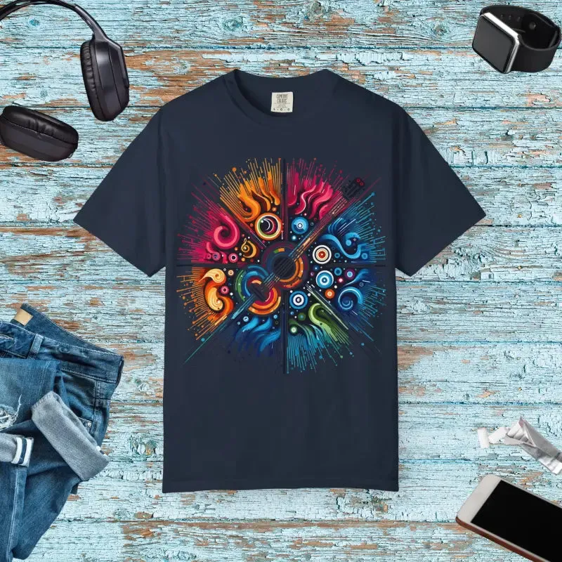 Colorful Musical Vibes Unisex Garment Dyed t Shirt