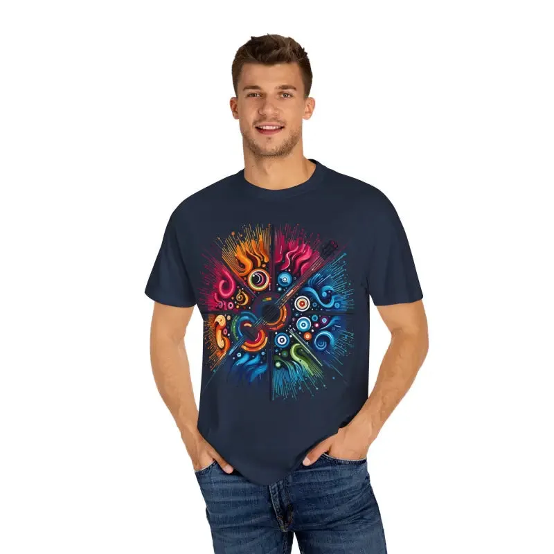 Colorful Musical Vibes Unisex Garment Dyed t Shirt