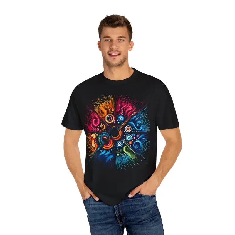 Colorful Musical Vibes Unisex Garment Dyed t Shirt