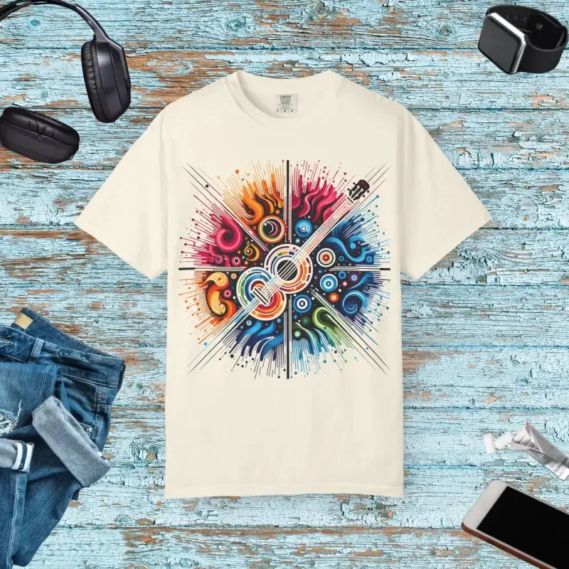 Colorful Musical Vibes Unisex Garment Dyed t Shirt