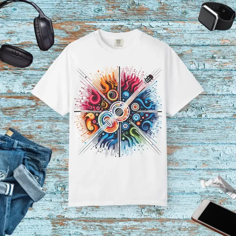 Colorful Musical Vibes Unisex Garment Dyed t Shirt