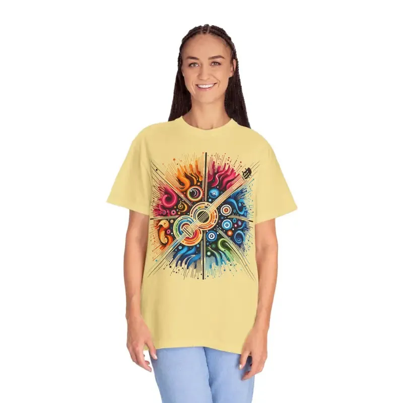 Colorful Musical Vibes Unisex Garment Dyed t Shirt