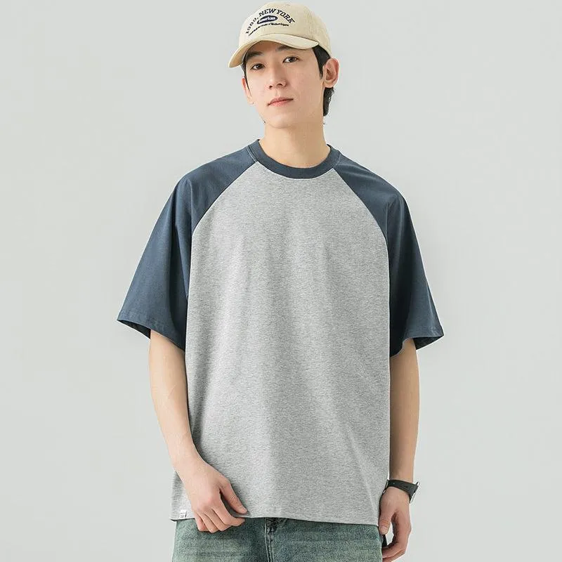 Cotton Round Neck Color Block T-shirt