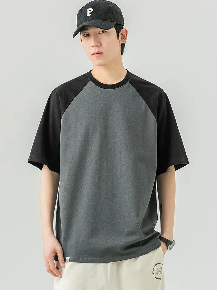 Cotton Round Neck Color Block T-shirt