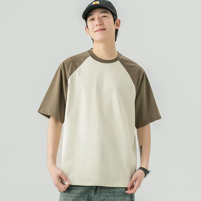 Cotton Round Neck Color Block T-shirt