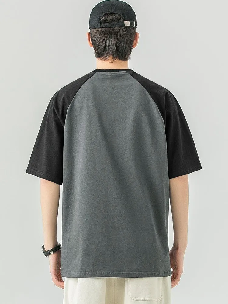 Cotton Round Neck Color Block T-shirt