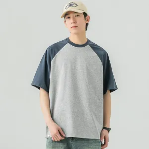 Cotton Round Neck Color Block T-shirt
