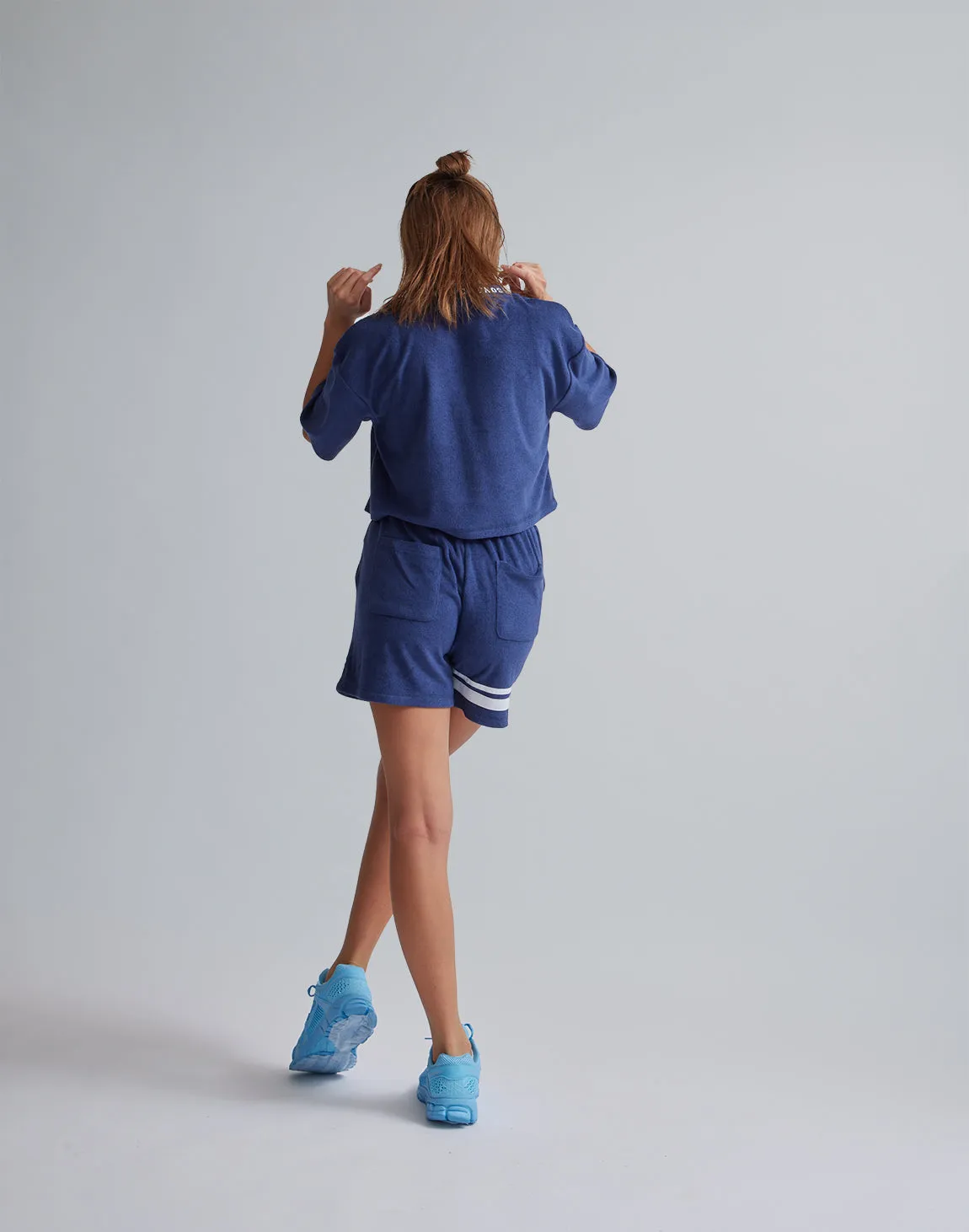 CRONOS WOMEN PILE SHORT T-SHIRTS【BLUE】