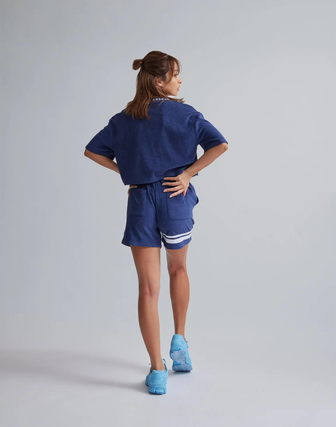 CRONOS WOMEN PILE SHORT T-SHIRTS【BLUE】