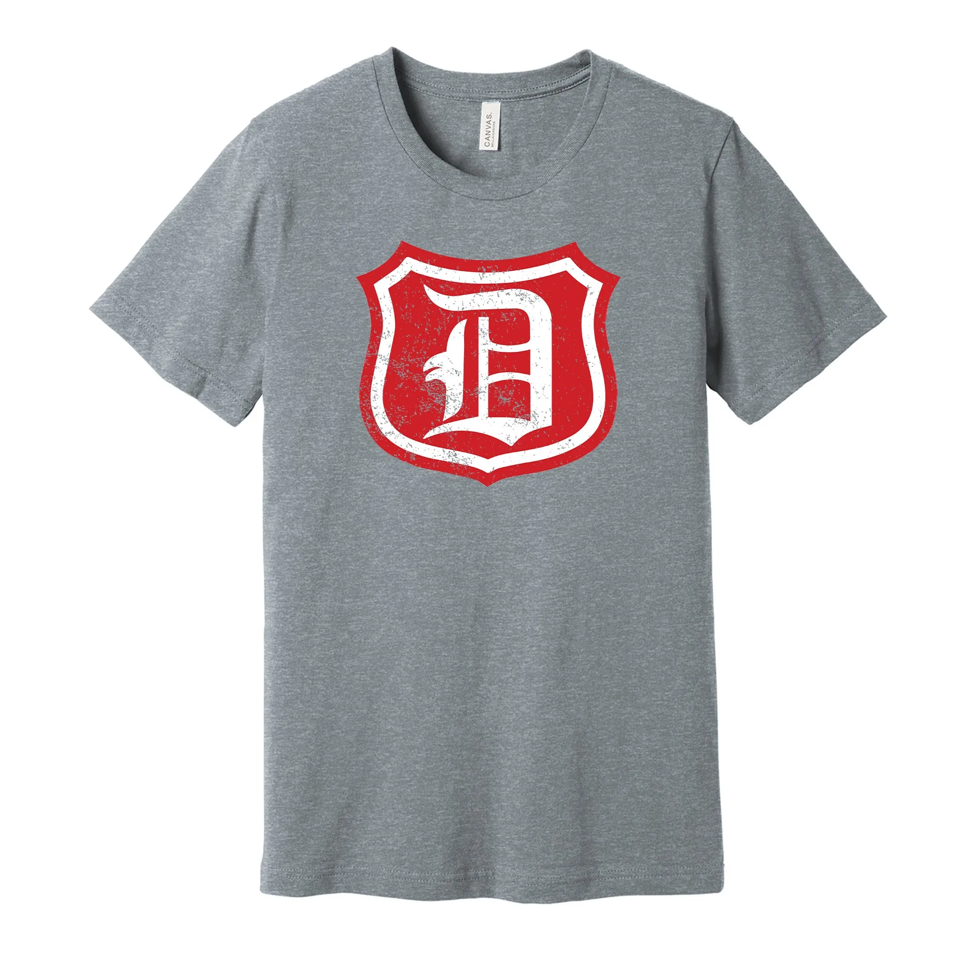 Detroit Cougars 1920s Distressed Shield Logo - Defunct Hockey Team Shirt - Celebrate Michigan Sports Heritage and History - Hyper Than Hype Shirts