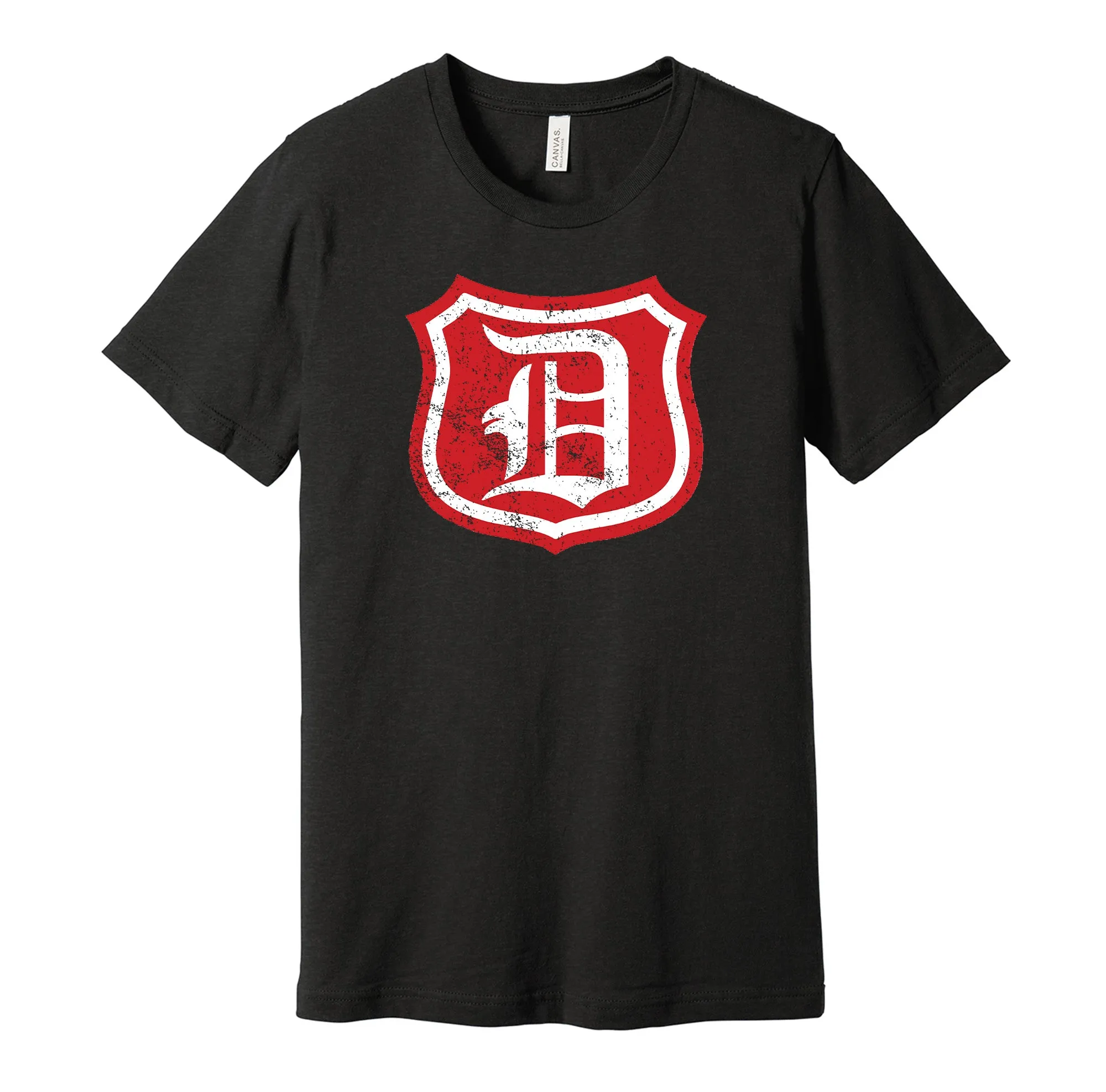 Detroit Cougars 1920s Distressed Shield Logo - Defunct Hockey Team Shirt - Celebrate Michigan Sports Heritage and History - Hyper Than Hype Shirts