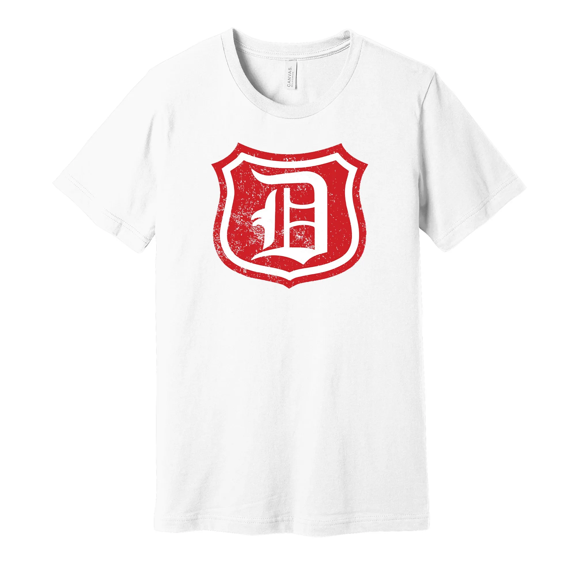 Detroit Cougars 1920s Distressed Shield Logo - Defunct Hockey Team Shirt - Celebrate Michigan Sports Heritage and History - Hyper Than Hype Shirts