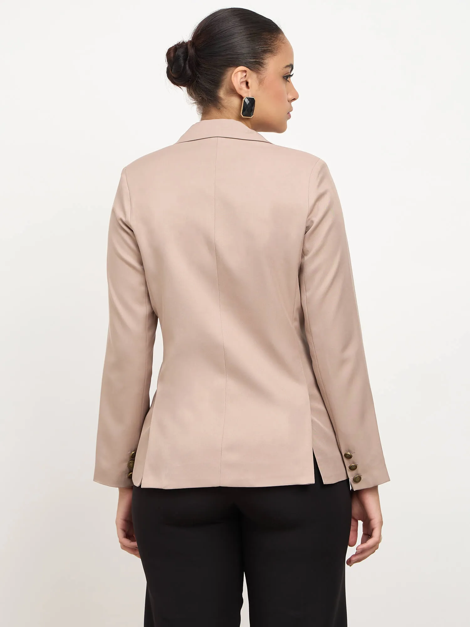 Dominant Double Breasted Blazer-Taupe