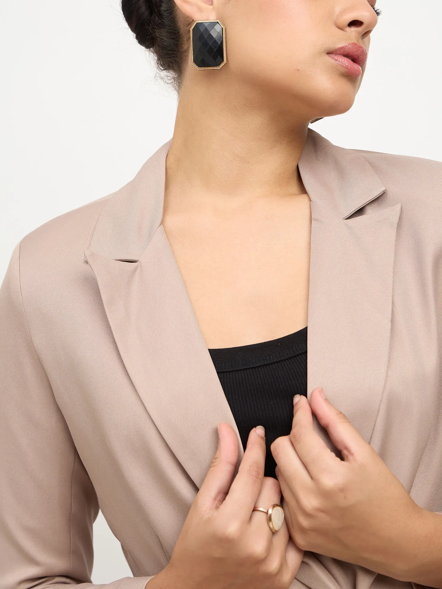 Dominant Double Breasted Blazer-Taupe