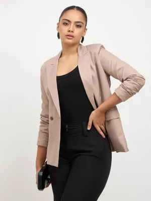 Dominant Double Breasted Blazer-Taupe