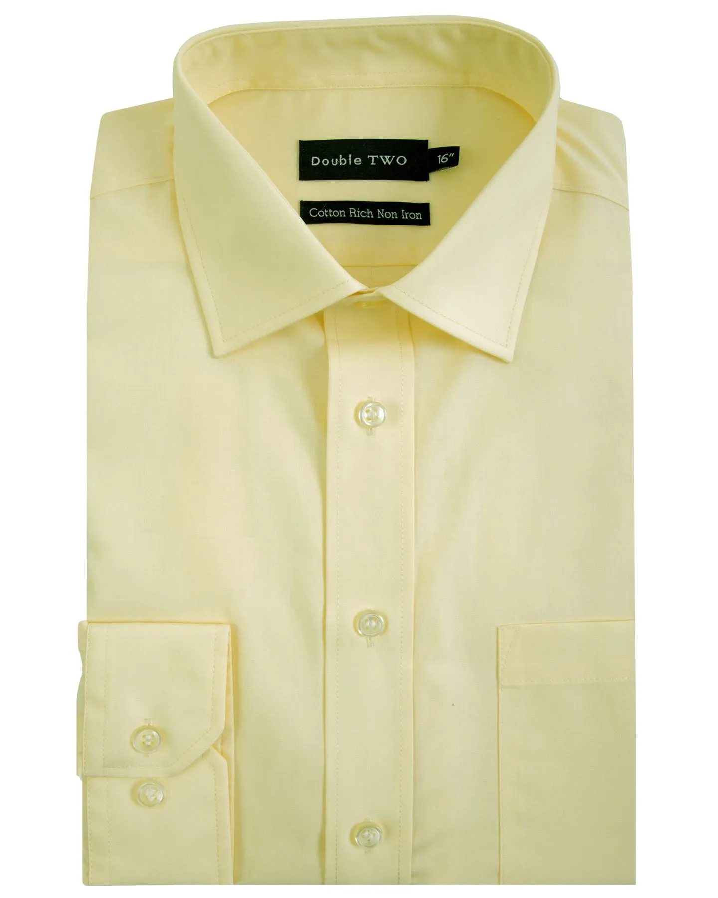 Double Two Long Sleeve Non Iron Cotton Rich Shirts (4500) in Collar Size 14.5 to 23"