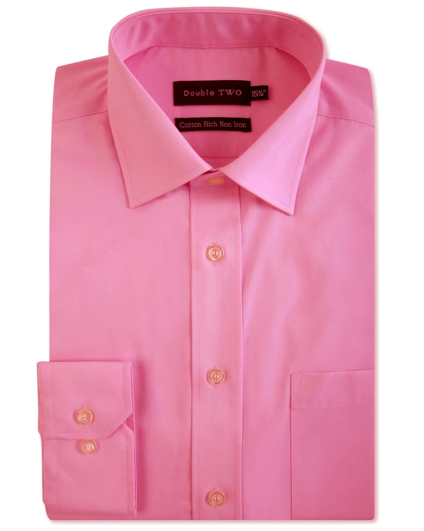 Double Two Long Sleeve Non Iron Cotton Rich Shirts (4500) in Collar Size 14.5 to 23"