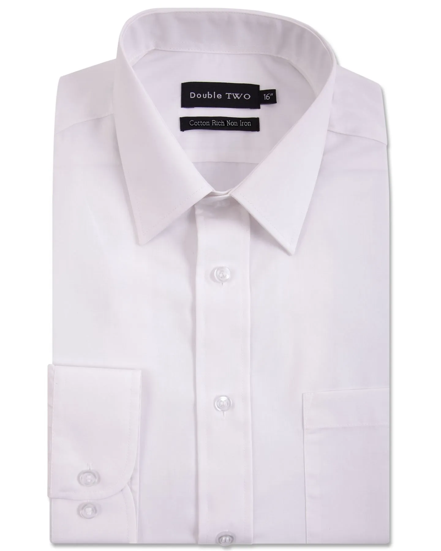 Double Two Long Sleeve Non Iron Cotton Rich Shirts (4500) in Collar Size 14.5 to 23"