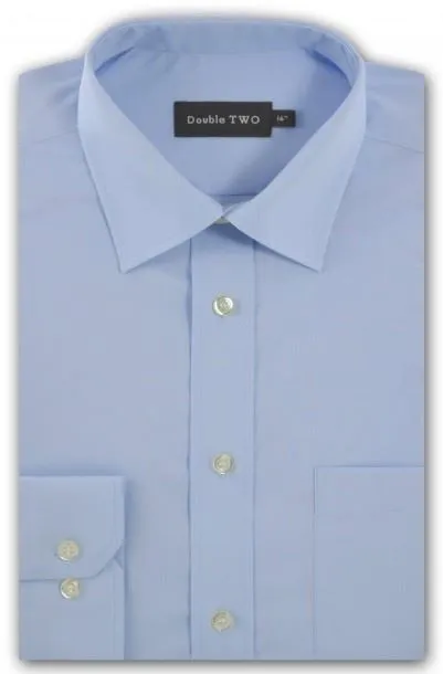Double Two Long Sleeve Non Iron Cotton Rich Shirts (4500) in Collar Size 14.5 to 23"