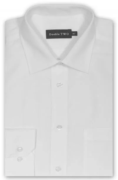 Double Two Long Sleeve Non Iron Cotton Rich Shirts (4500) in Collar Size 14.5 to 23"