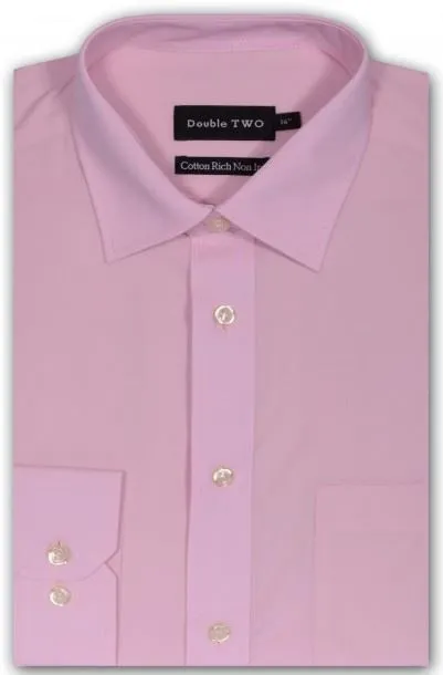 Double Two Long Sleeve Non Iron Cotton Rich Shirts (4500) in Collar Size 14.5 to 23"