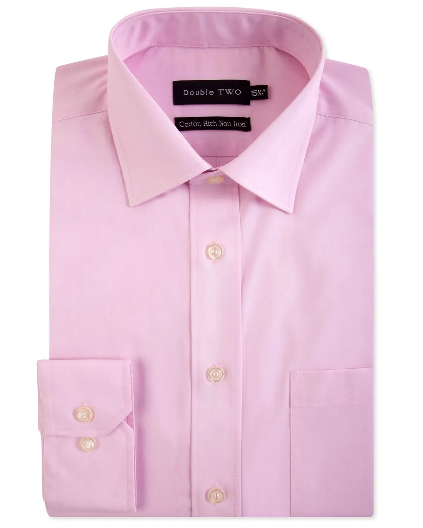 Double Two Long Sleeve Non Iron Cotton Rich Shirts (4500) in Collar Size 14.5 to 23"