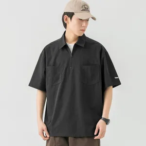 Elastic Lapel Pocket T-Shirt