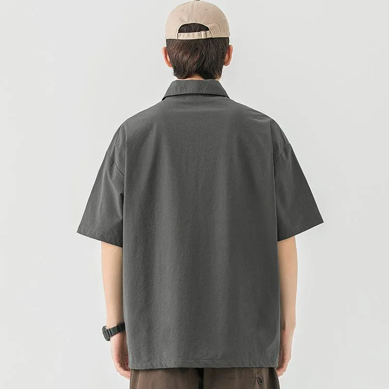 Elastic Lapel Pocket T-Shirt