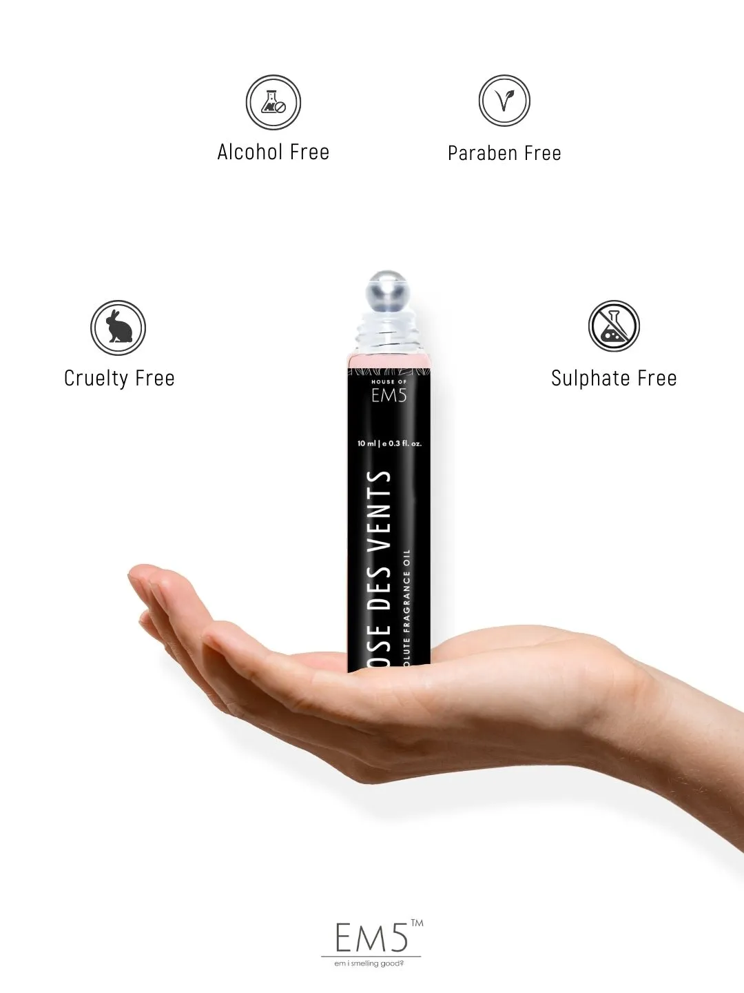 EM5™ Rose Des Vents | Perfume Oil Roll On (Attar) 90% Concentrate Non-Alcoholic for Men and Women, Strong and Long Lasting | Rose Fruity Fresh Spicy | 10ml Roll-On Easy to Carry and Travel Friendly