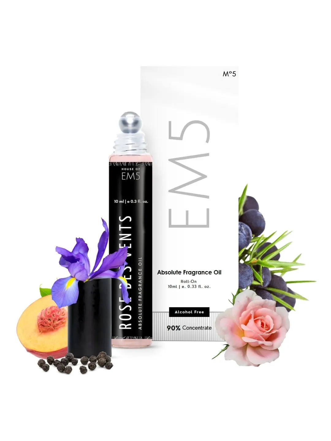EM5™ Rose Des Vents | Perfume Oil Roll On (Attar) 90% Concentrate Non-Alcoholic for Men and Women, Strong and Long Lasting | Rose Fruity Fresh Spicy | 10ml Roll-On Easy to Carry and Travel Friendly