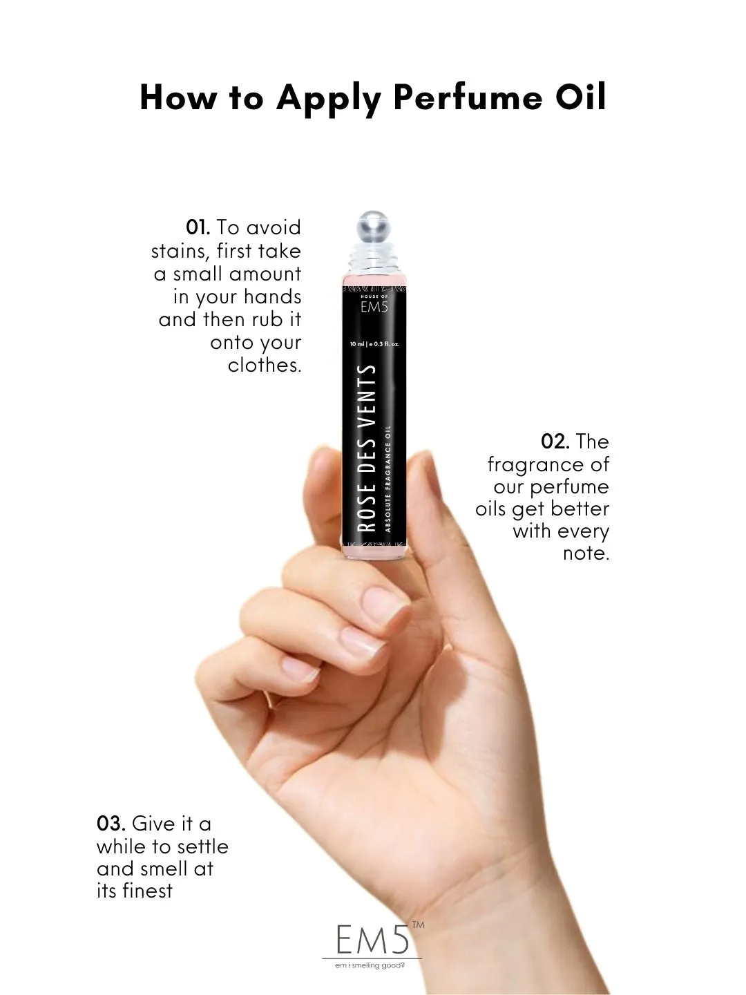 EM5™ Rose Des Vents | Perfume Oil Roll On (Attar) 90% Concentrate Non-Alcoholic for Men and Women, Strong and Long Lasting | Rose Fruity Fresh Spicy | 10ml Roll-On Easy to Carry and Travel Friendly