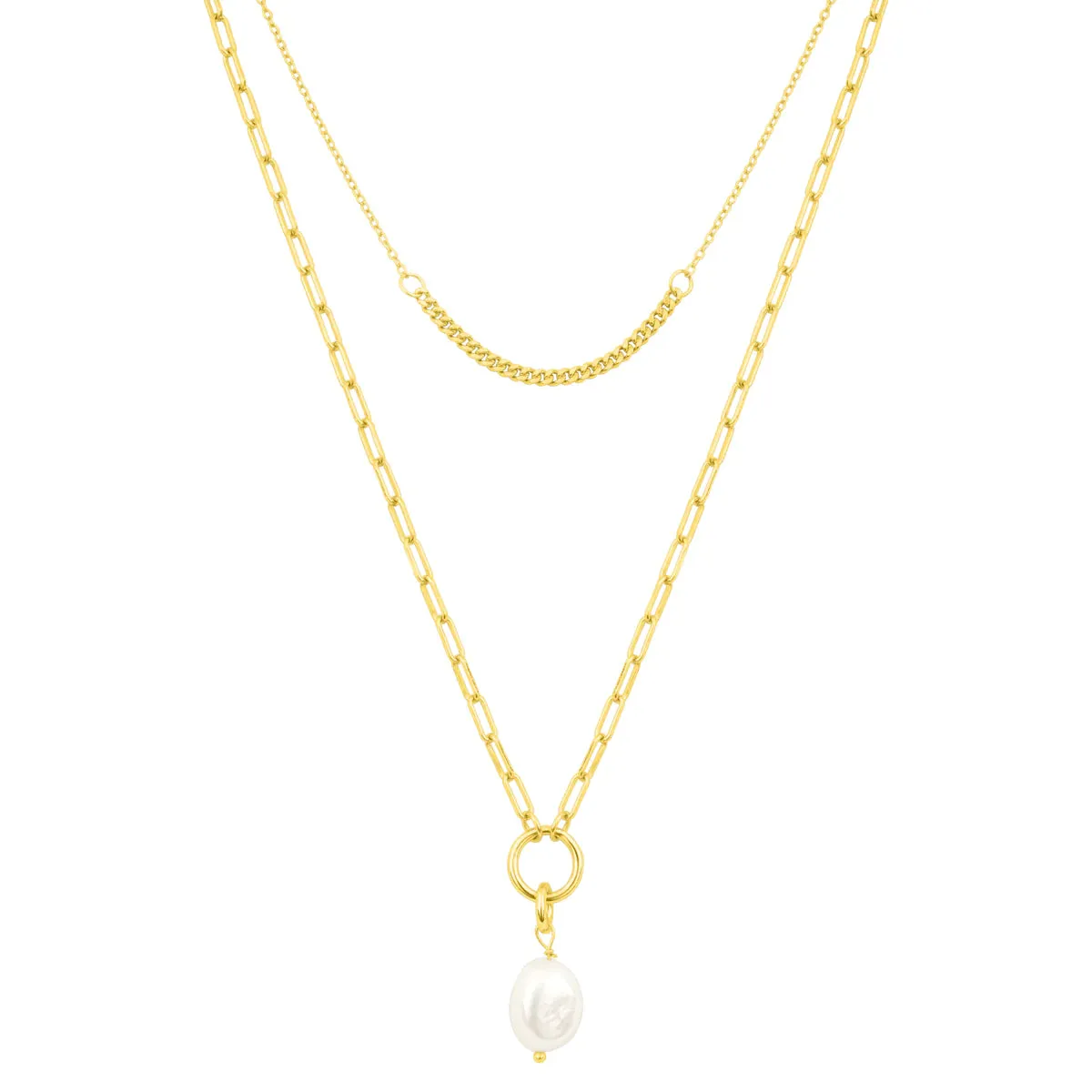 EMILY PEARL LAYER NECKLACE GOLD