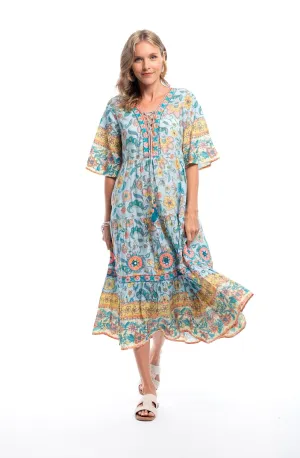 Escape Kinza Blue V Layered Dress