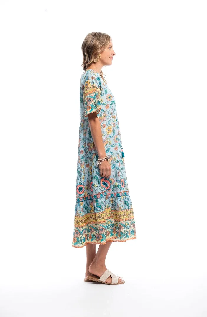 Escape Kinza Blue V Layered Dress