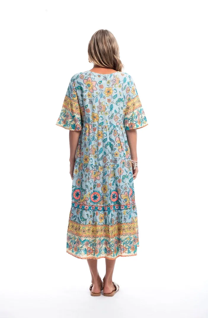 Escape Kinza Blue V Layered Dress
