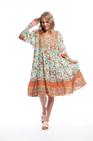Escape Kinza Green V Layered Dress