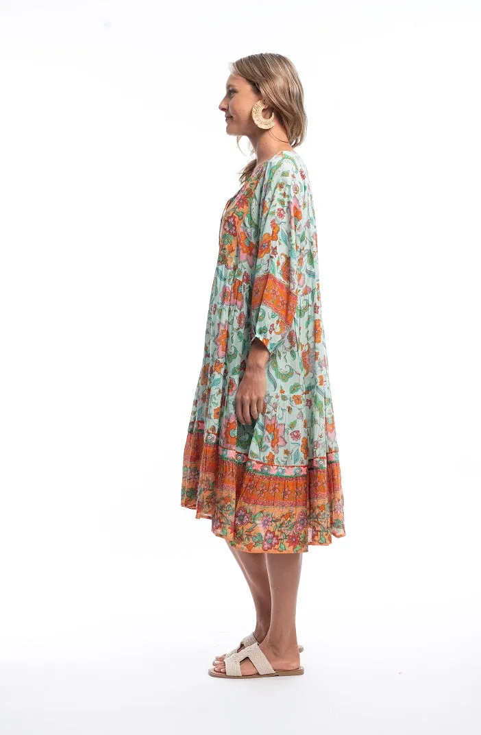 Escape Kinza Green V Layered Dress