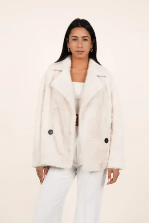Faux fur jas off white - Roxy