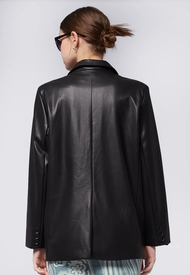 Faux Leather Blazer