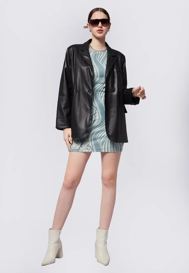 Faux Leather Blazer