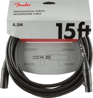 Fender PROFESSIONAL SERIES MICROPHONE CABLE 15', Black