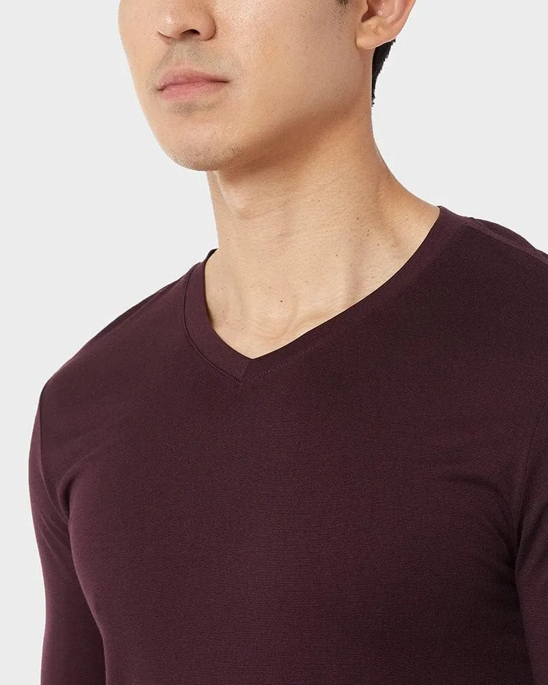 FlexFit Herren Leichtgewichtige Baselayer V-Ausschnitt Langarm-Top