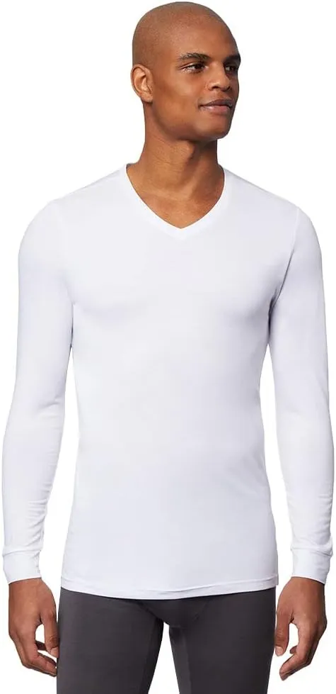 FlexFit Herren Leichtgewichtige Baselayer V-Ausschnitt Langarm-Top