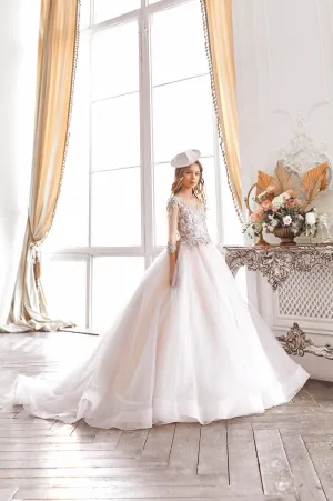 Floral Junior Bridesmaid Dress with Fitted Sleeves
