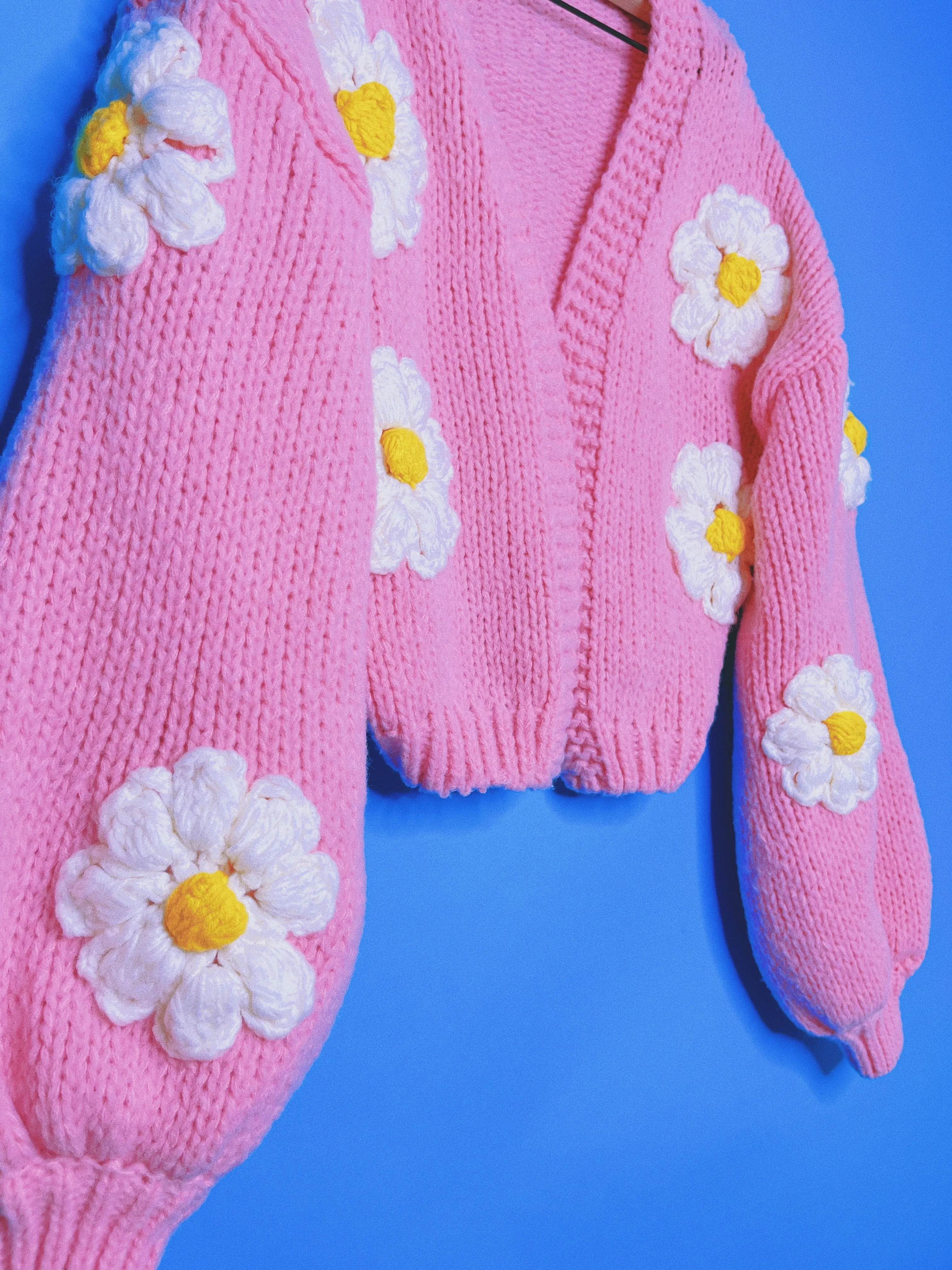 Flower Puff Pink Cardigan