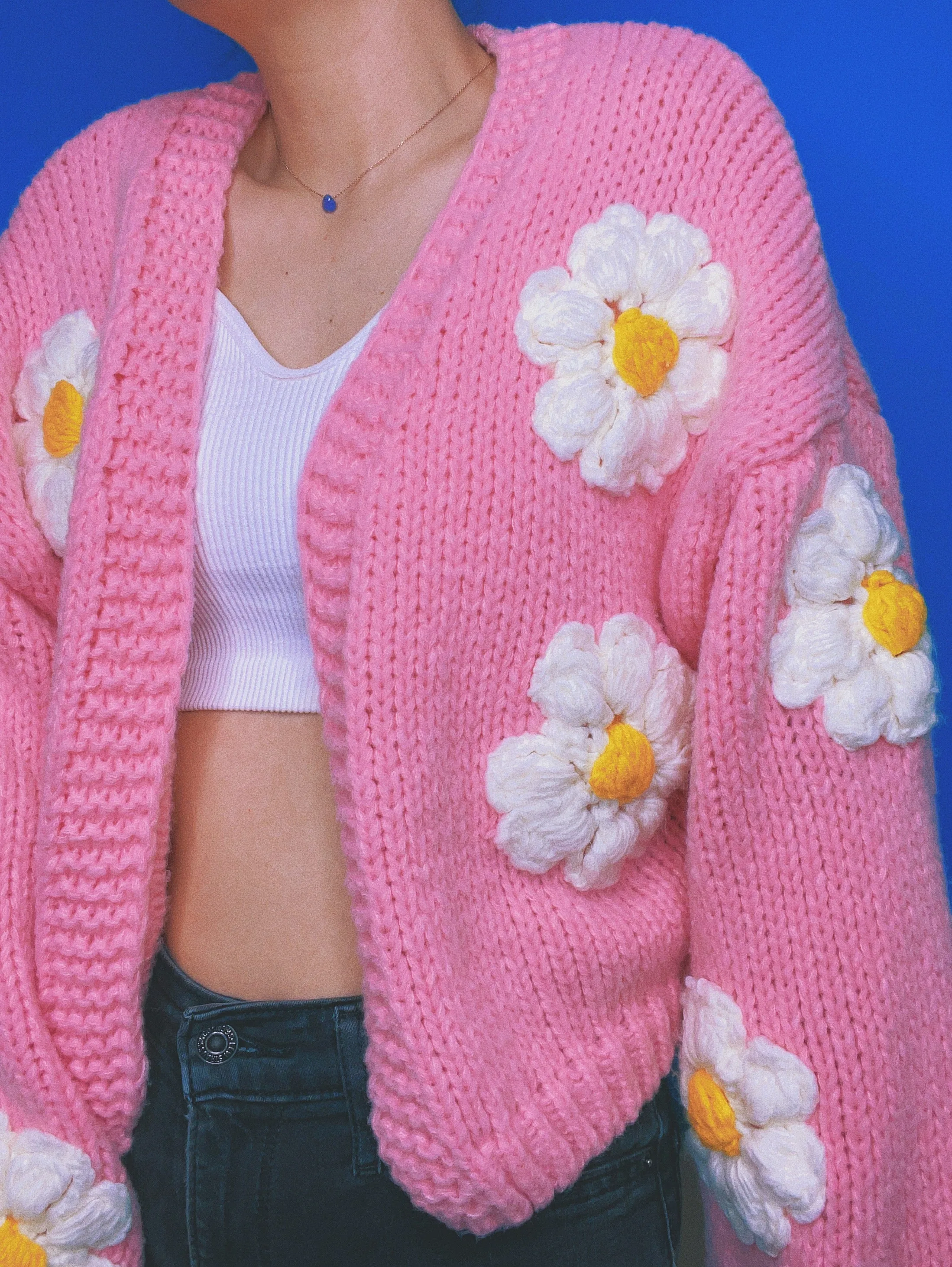 Flower Puff Pink Cardigan