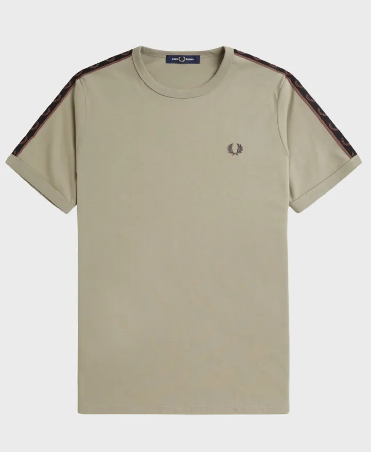 Fred Perry M14613 Contrast Tape Ringer T-shirt U84 Warm Grey/ Brick