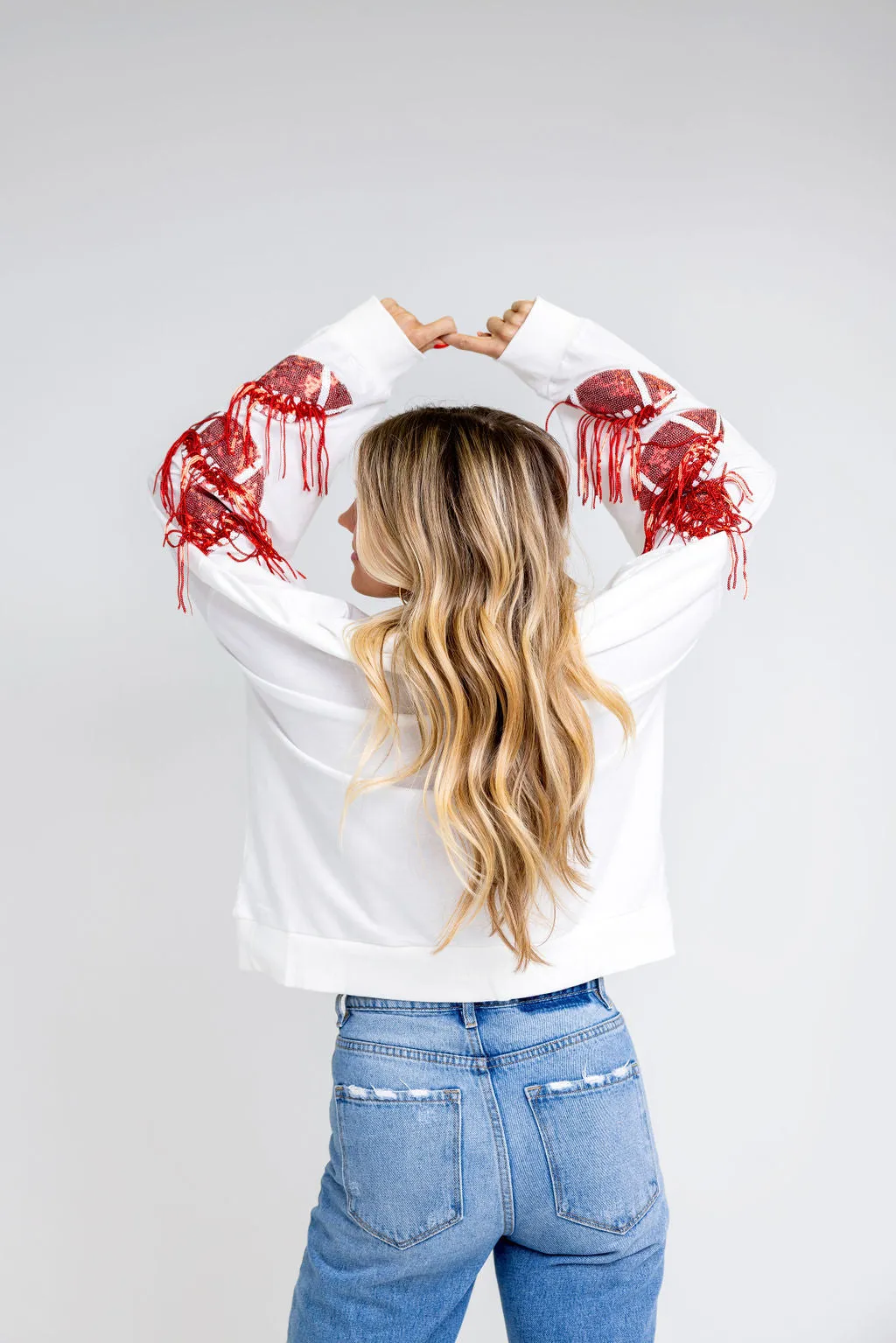 Fringe Sequin Football Game Day Sweatshirt