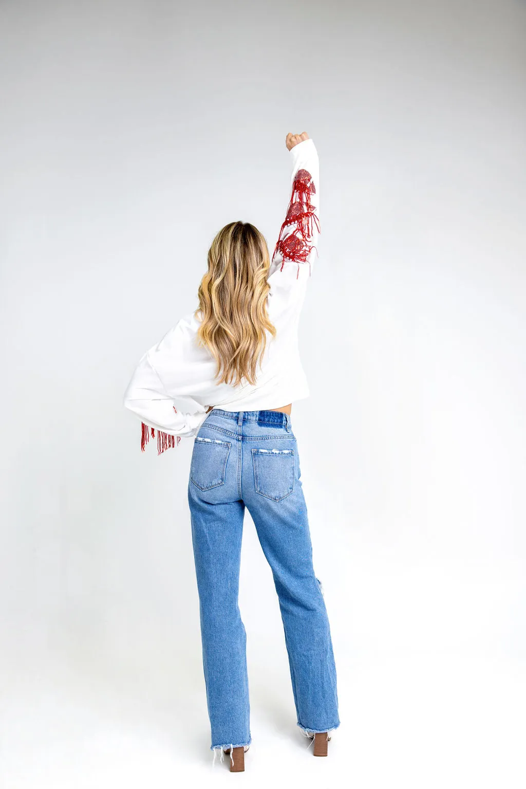 Fringe Sequin Football Game Day Sweatshirt