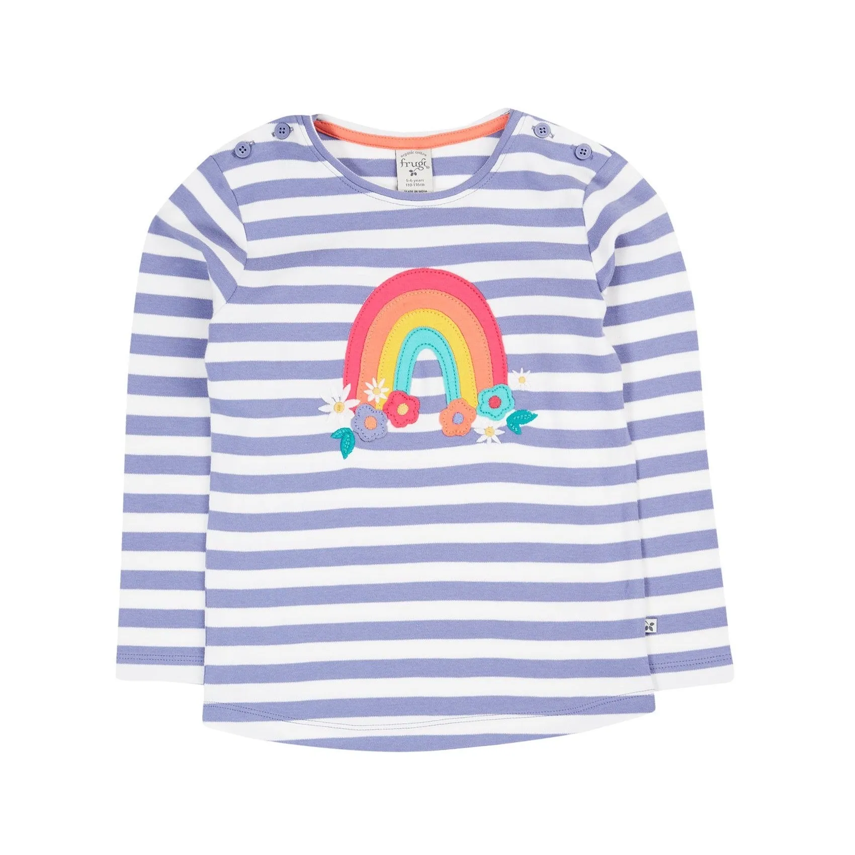 Frugi Louise Applique Top Grape Rainbow